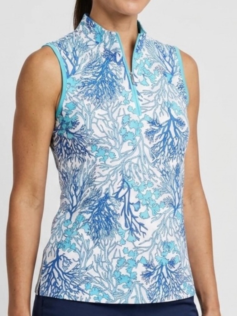 TAIL Seafoam Floral Print Golf Top, EUC